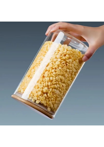 1250 cc (3'lü Set) - Borosilkat Cam Saklama Kabı - Bambu Kapaklı - Saklama Kabı - (9 cm x 19 Cm)