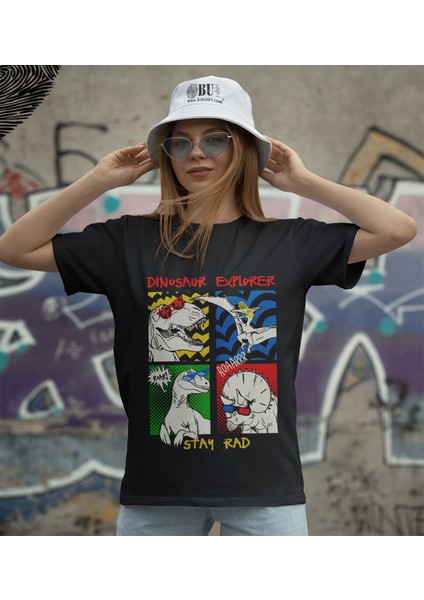 'dinosour Explorer' Baskılı 'regular-Fit' Unisex Tişört