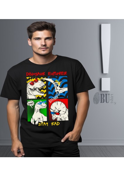 'dinosour Explorer' Baskılı 'regular-Fit' Unisex Tişört