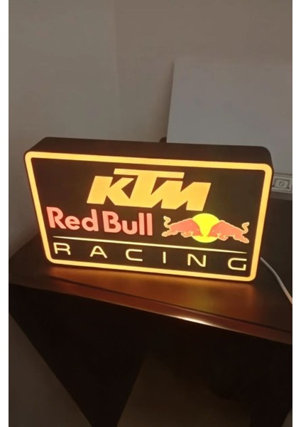 Beyaz Red Bull Ktm Racing Dekoratif Gece Lambası, Şık ve Enerji Dolu Aydınlatma Seçeneği