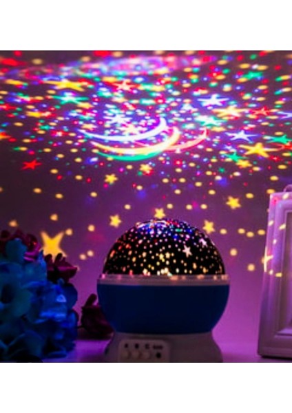 Renkli Dönen LED Yıldızlı Tavan Gece Lambası, Mor Işık Oturma Odası Dekoru fiyatları