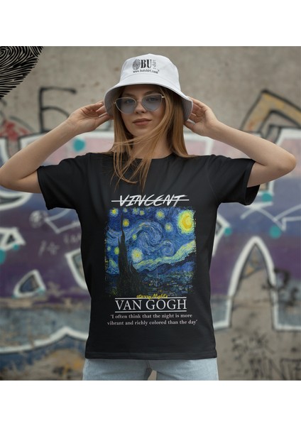 'vincent Van Gogh - Starry Night - Yıldızlı Gece' Baskılı 'regular-Fit' Unisex Tişört