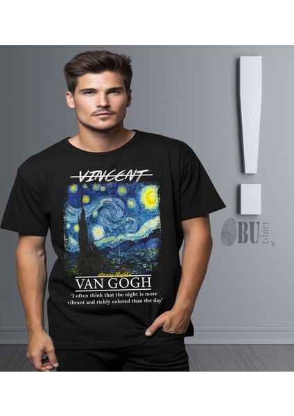 'vincent Van Gogh - Starry Night - Yıldızlı Gece' Baskılı 'regular-Fit' Unisex Tişört