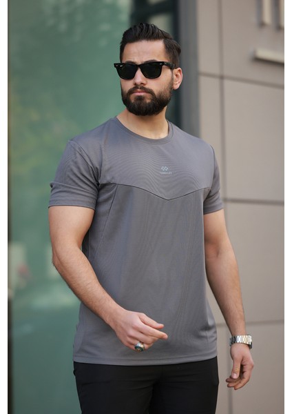 Füme Nefes Alan Dokulu Ince Esnek Regular Performans T-Shirt 88391