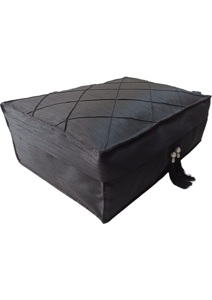 Nervürlü, Iç Kapitoneli, Şık Bohçalık Hurç, 45 Cm, Siyah Renk. fiyatları