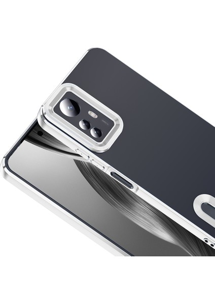 Redmi Note 12S Kılıf Kamera Korumalı Logo Gösteren Tkgn Omega Kapak - Gümüş