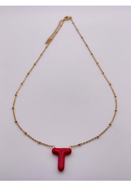 Çelik Kolye T Harfli Kolye Renkli Balon Harf Kolye modelleri