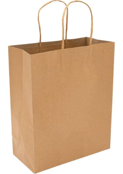 Burgu Saplı Kraft Kağıt Hediye Çantası 5 Adet 25X12X31 fırsatları