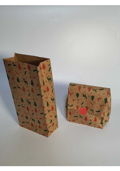 100 Adet 13X27 Kraft Yılbaşı Desenli Oturan Hediye Paketi Ambalaj Paketleme Kağıdı indirimleri