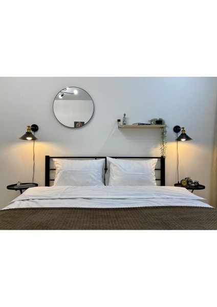 Vintaj Tarz Hareketli Yatak Başlığı, Fişli Anahtar ve Kablolu Aplike, Siyah Renk