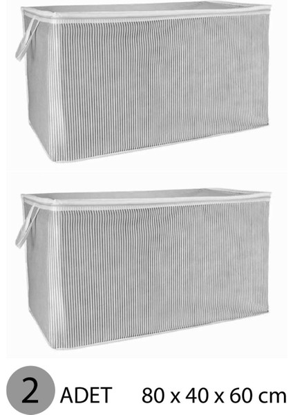 Gri Yorgan Hurcu Mega Hurç 80X60X40 Cm, 2'li Paket