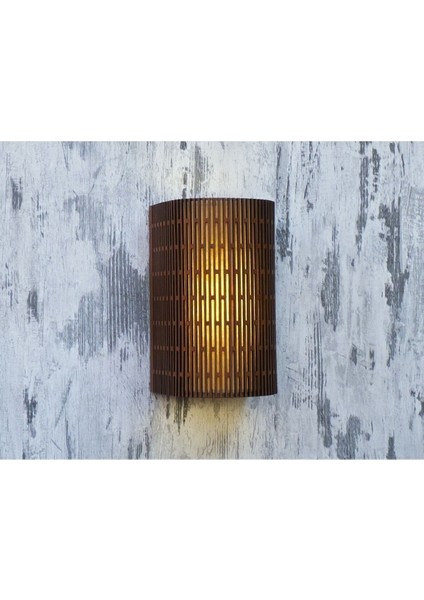 Kahverengi 3D Yansıtıcı Çift Yönlü Ahşap Salon Duvar Aplikası