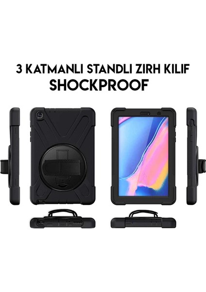 Ally Galaxy Tab P200-P205 3 Katmanlı Standlı Zırh KILIF-SHOCKPROOF-(1903) - YKD2312-8192