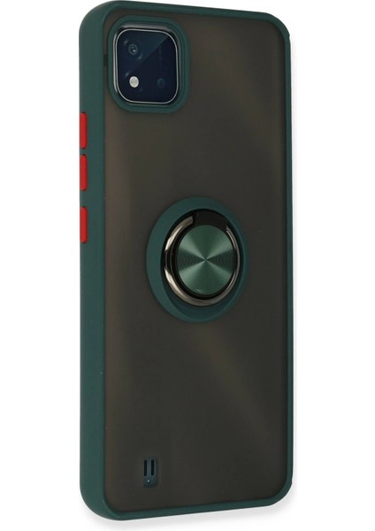 Realme C11 2021 Kılıf Montreal Yüzüklü Silikon Kapak - Yeşil - YKD5574-7807