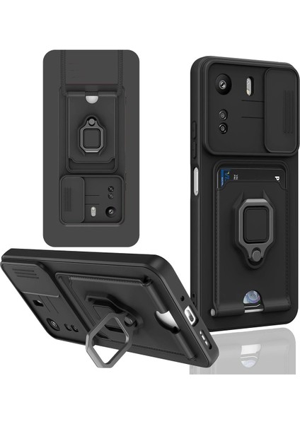Xiaomi Redmi 13C Kılıf Zuma Kartvizitli Yüzüklü Silikon - Siyah - YKD3111-7813