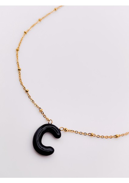 Çelik Kolye C Harfli Kolye Renkli Balon Harf Kolye