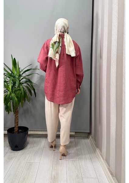 Keten Gömlek Açık Gül Kurusu 25YGSTNK4056 fiyatları