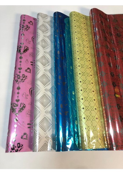 5 Adet Tek Desen 30X35 Yapışkanlı Hediye Ambalaj Paketi Metalize Hediye Poşeti