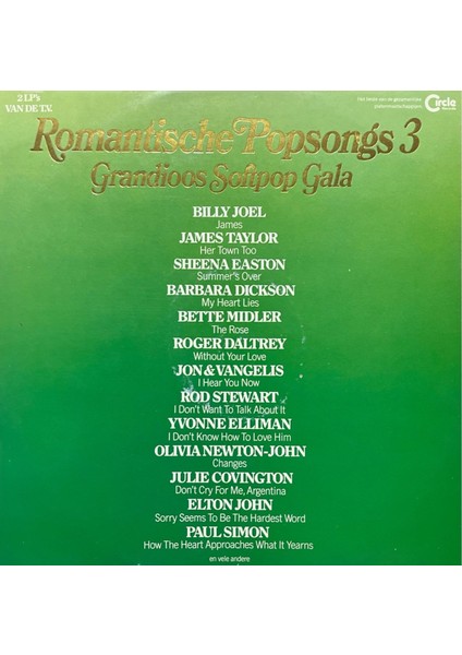 Romantische Popsongs 3 Double Lp Plak