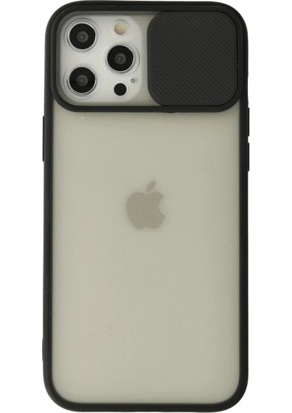 iPhone 12 Pro Max Kılıf Palm Buzlu Kamera Sürgülü Silikon - Siyah - YKD7428-1317