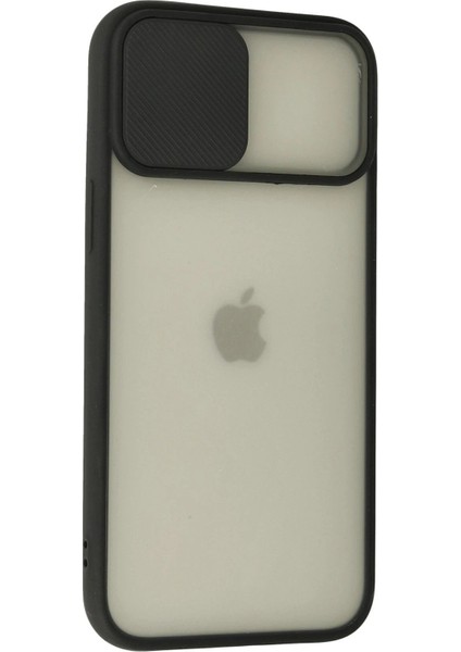 iPhone 12 Pro Max Kılıf Palm Buzlu Kamera Sürgülü Silikon - Siyah - YKD7428-1317