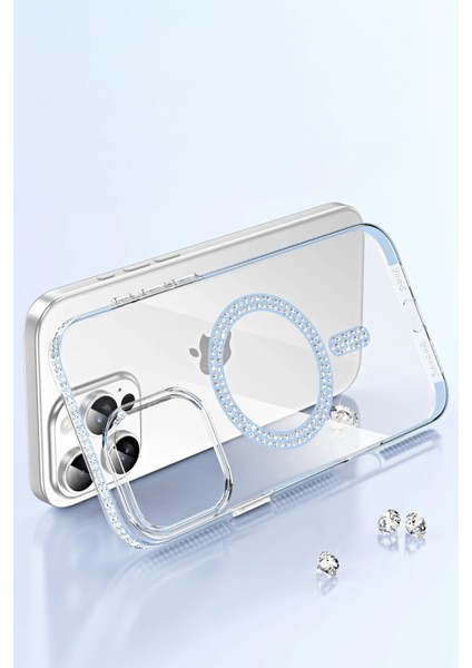 Apple iPhone 15 Move Taşlı Magsafe Kapak - Siyah - YKD2334-1443