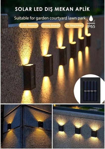 Çift Yönlü Solar Duvar Lambası, Modern ve Enerji Tasarruflu Aydınlatma Siyah