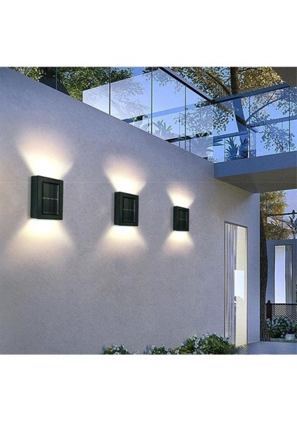 Çift Yönlü Solar Duvar Lambası, Modern ve Enerji Tasarruflu Aydınlatma Siyah