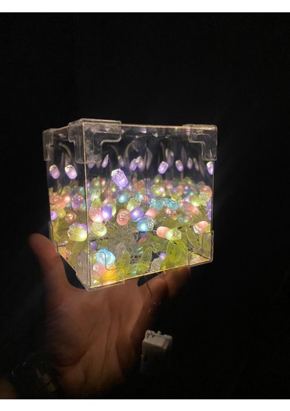 Renkli Lale Aynalı Gece Lambası, 3D Küp, Pilli, Kendin Yap, Masaüstü Hediye fırsatları