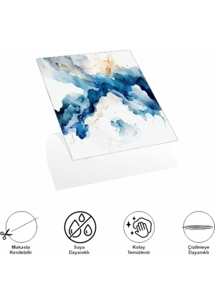 Renkli 30X30 cm Pvc Duvar Karosu, 4'lü Paket, Mavi Desen modelleri