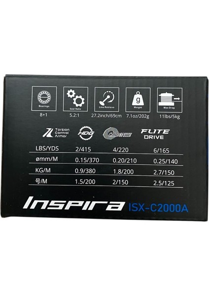 Inspira ISX- C2000A Gunsmoke 8+1bb Lrf Spin Olta Makinesi modelleri