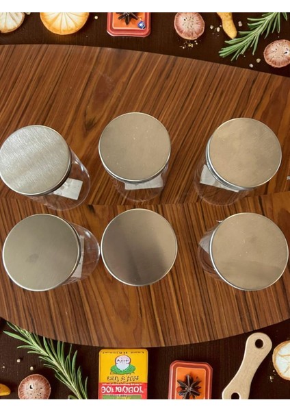 300 ml (70 mm x 100 Mm) 6 Lı Borosilikat Cam Baharatlık Seti-Sızdırmaz Sılıkonlu Metal Kapak modelleri