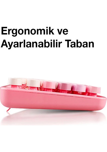 Ally Mofi Sweet 2.4g Retro Kablosuz Q Klavye Oyuncu Klavye ve Mouse SETI-(1903) - YKD9108-8418