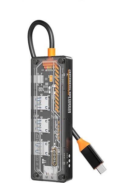 Ally 5in1 Type-C To Usb3.0 + Usb2.0 *2 + Type-C Pd 100W + HDMI Çoğaltıcı Transpa - YKD4595-5666