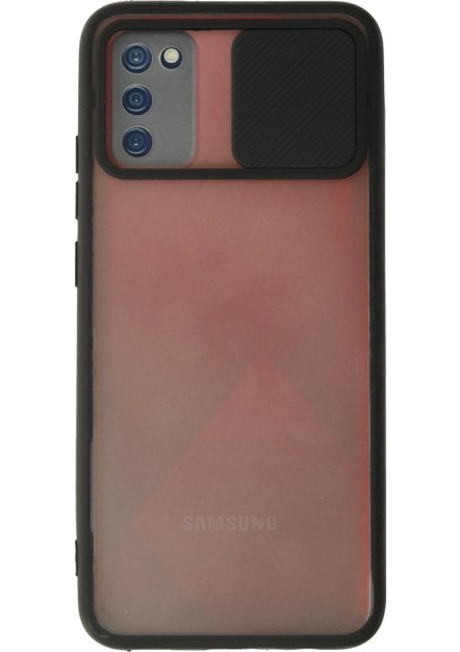 Samsung Galaxy A02S Kılıf Palm Buzlu Kamera Sürgülü Silikon - Siyah - YKD8847-2954