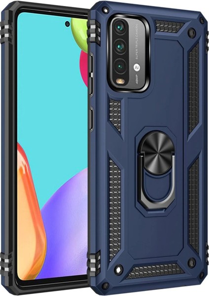 Xiaomi Redmi 9t Kılıf Sofya Yüzüklü Silikon Kapak - Lacivert - YKD7776-2662