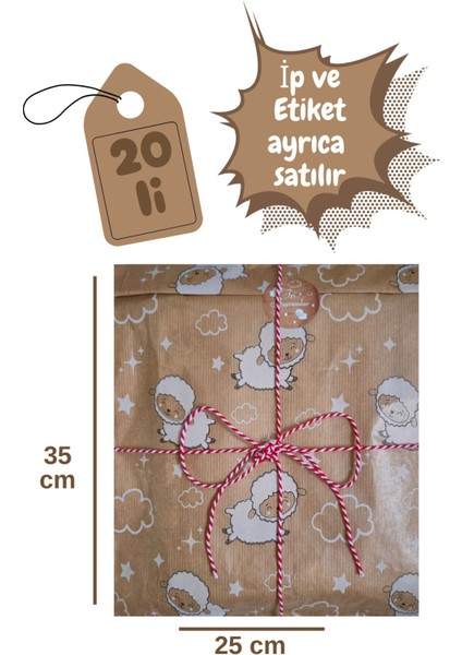 20 Adet 25X35 Kutu ve Ambalaj Paketi Bayram Temalı Poşeti