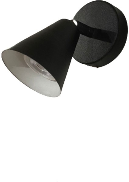 Siyah Metal Mafsallı Spot, 180° Döner Aplik, Beyaz LED Ampullü, Modern Tasarım