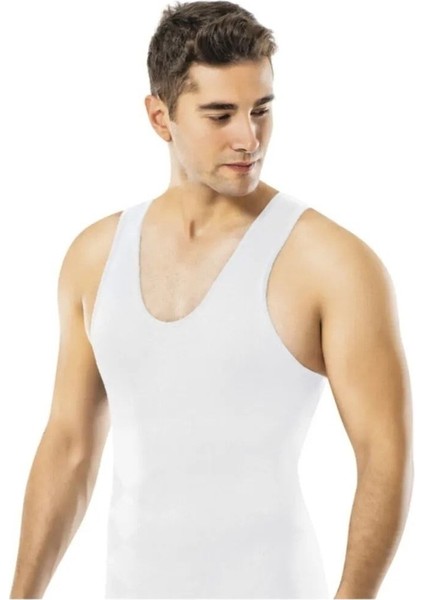 4'lü Erkek Atlet Korse, Seamless ve Dikişsiz Göbek Inceltici, Beyaz