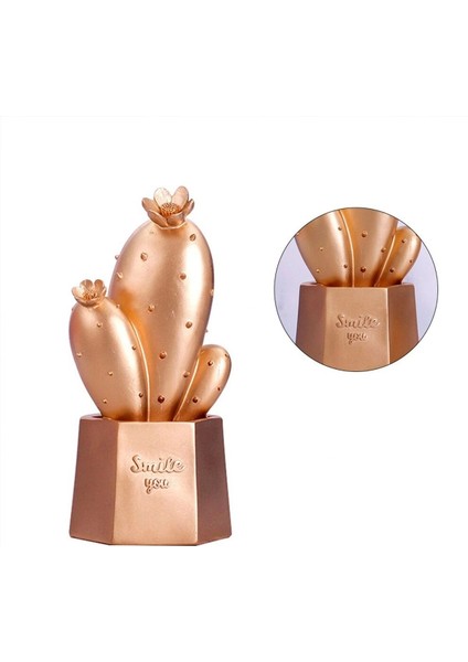 Renkli LED Işıklı Kaktüs Dekoratif Masa Lambası Mini Biblo Gold fırsatları