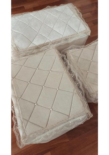 Kadife Işlemeli 3'lü Bohça, Inci-Güpürlü, Şık ve Zarif Nişan, Gelin ve Damat Hediyesi fiyatları