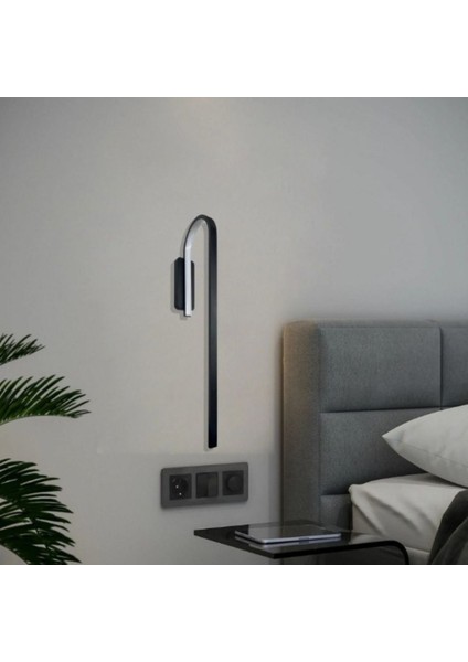 Siyah LED Duvar Aplik, Günışığı 3000K, Estetik ve Modern Tasarım
