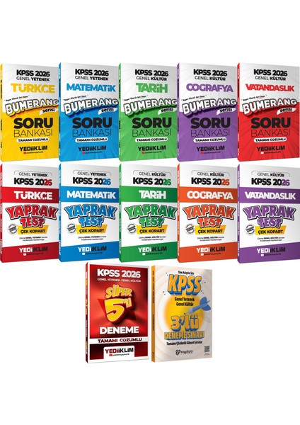 2026 Kpss Gygk Bumerang Serisi Tüm Dersler Çözümlü Soru Bankası-Çek Kopart Yaprak Test-Süper 5deneme