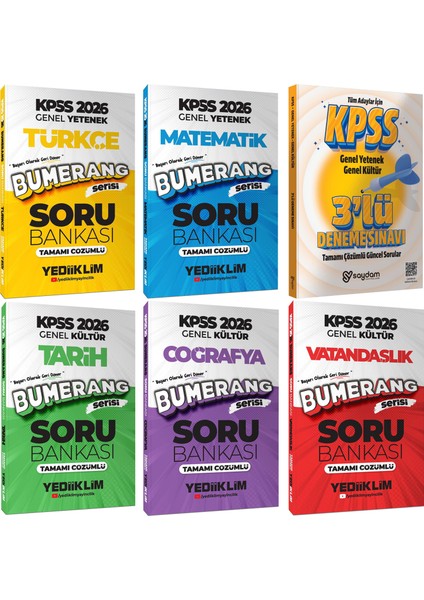 2026 Kpss Gygk Bumerang Serisi Tüm Dersler Tamamı Çözümlü Soru Bankası Seti-Çözümlü 3 Deneme Hediye