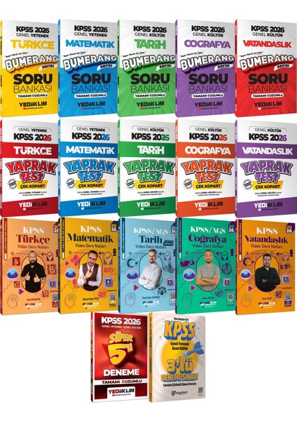 2026 Kpss Gygk Tüm Dersler Çözümlü Soru Bankası-Video Ders Notları-Çek Kopart Yaprak Test-5 Deneme
