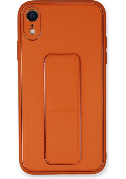 iPhone Xr Kılıf Coco Deri Standlı Kapak - Turuncu - YKD5856-7434