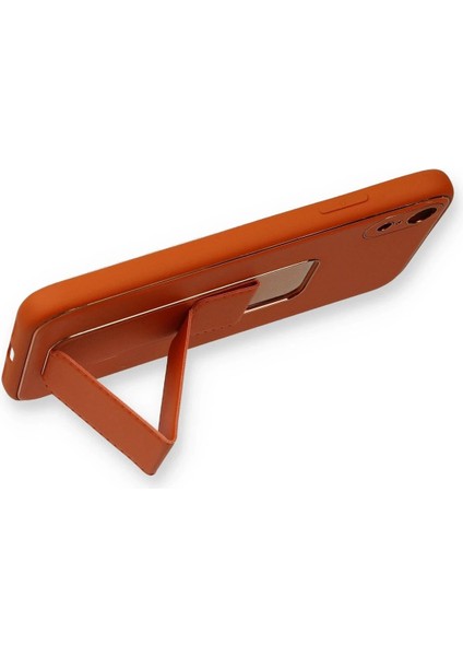 iPhone Xr Kılıf Coco Deri Standlı Kapak - Turuncu - YKD5856-7434