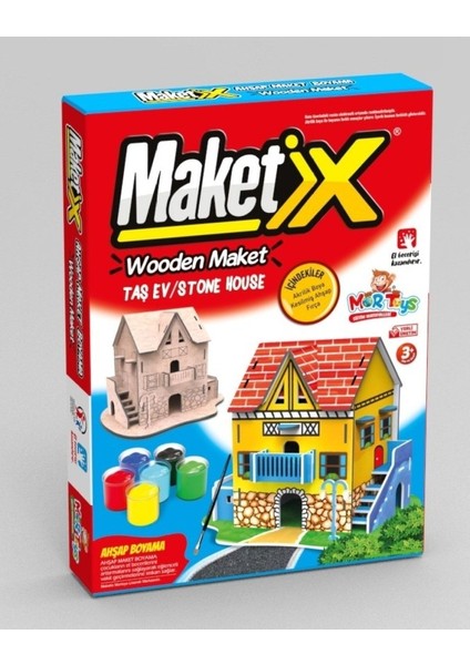 3D Ahşap Boyama Seti Taş Ev 9786