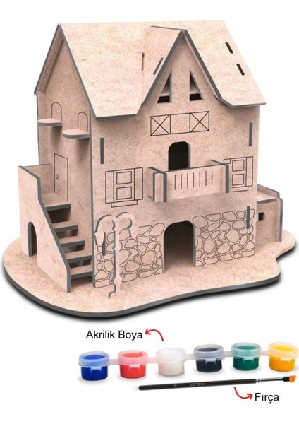 3D Ahşap Boyama Seti Taş Ev 9786 modelleri