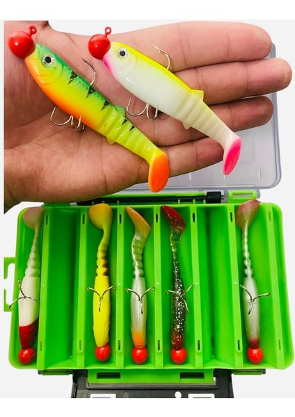 Style Soft 10CM 22GR Turna Mix Set Çift Traflı 14 Gözlü Kutu 7AD Silikon Yapay Yem